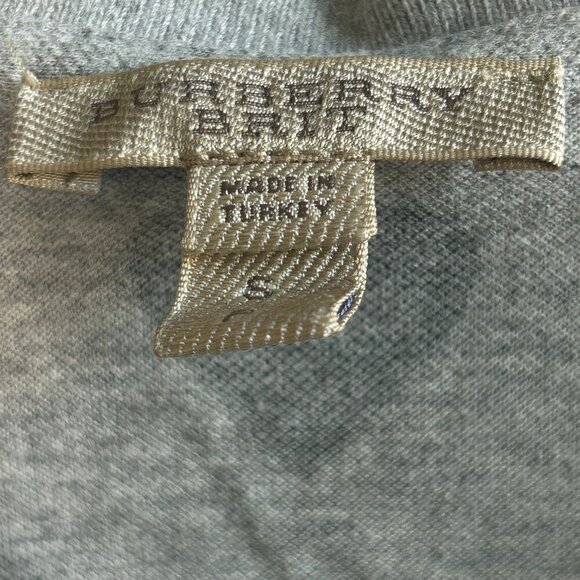 Burberry Brit Gray Heart Print Stretch Cotton Pique Polo Shirt Size Small - Picture 5 of 8